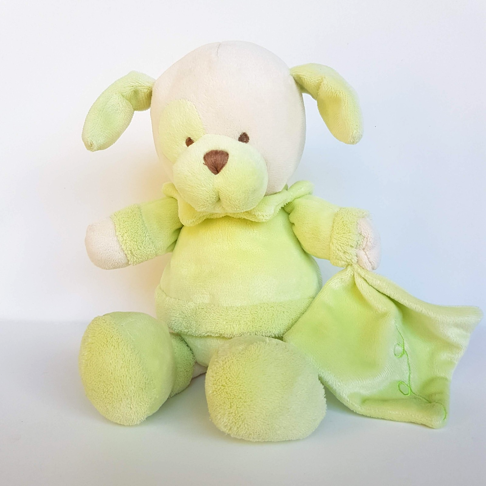Bebe Gund GREEN DOG Lovey Comforter Security Soft Toy 29cm Plush Stuffed Animal0