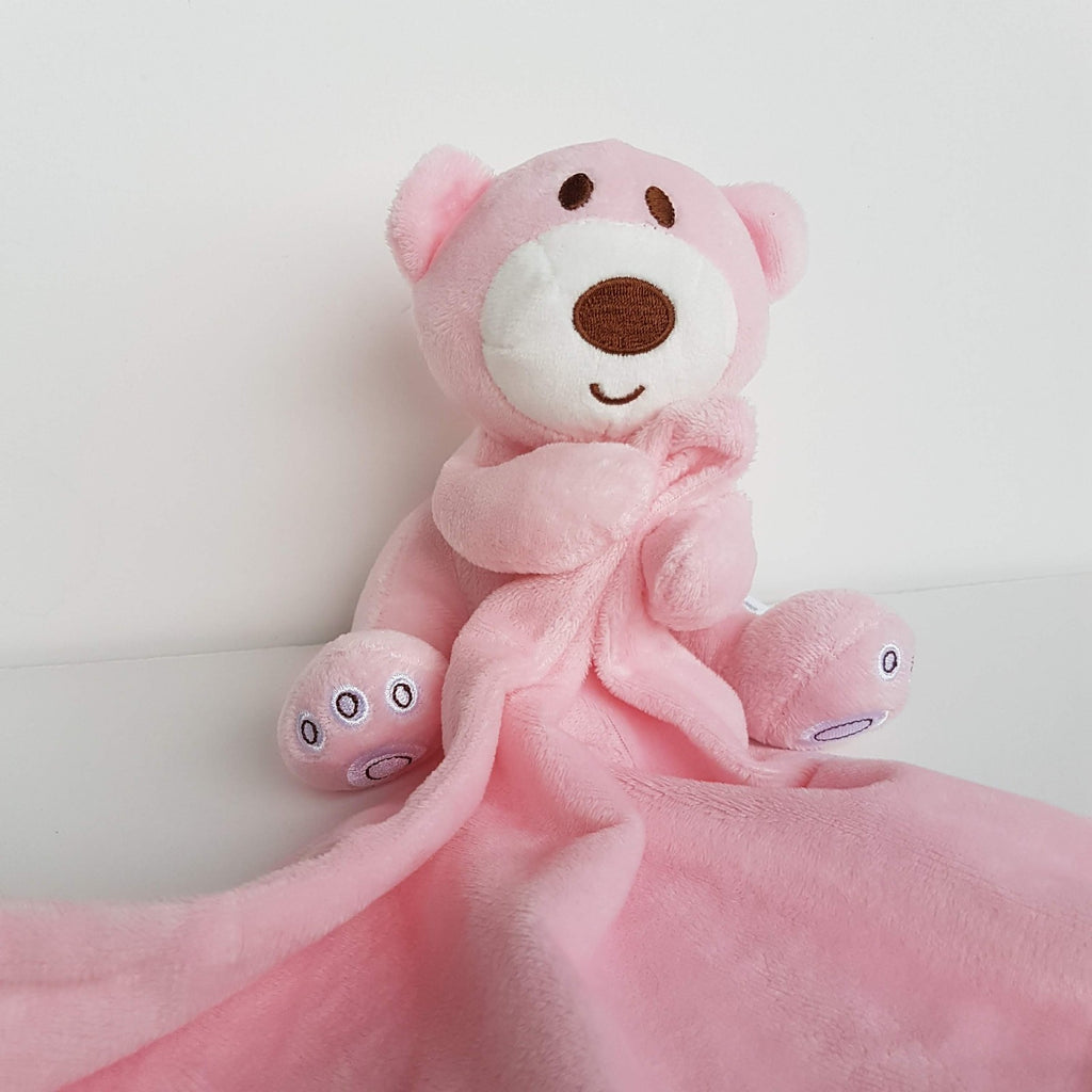 Ollies Place PINK BEAR Lovey Plush Baby Comforter Security Blanket Soft Toy Cute1