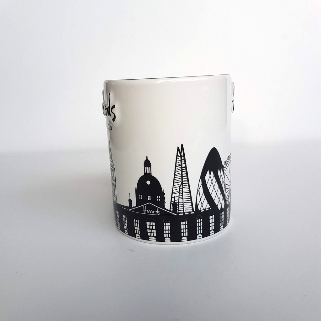 Harrods London SKYLINE Coffee Mug Black White Big Ben Eye Bridge Collectible Cup2