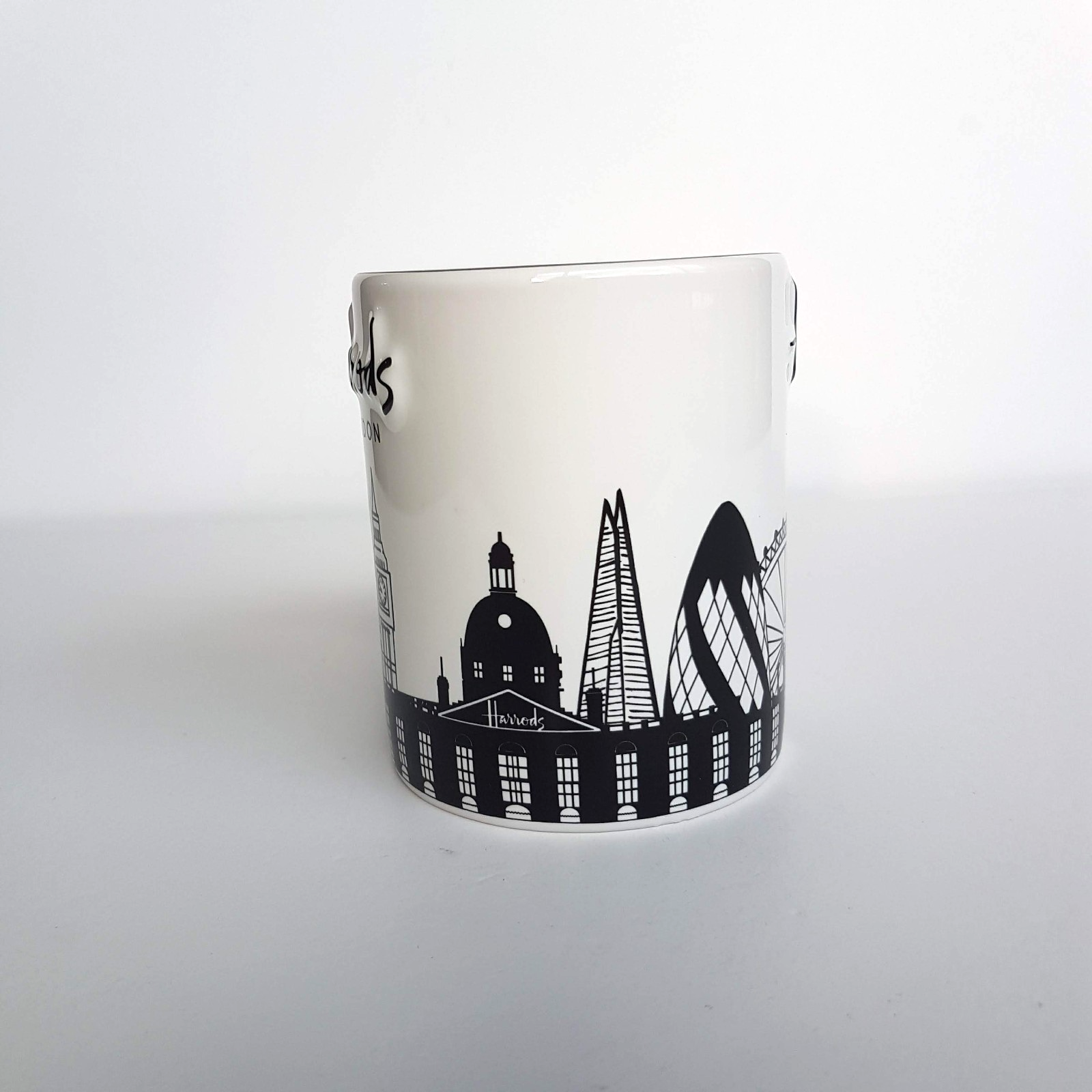 Harrods London SKYLINE Coffee Mug Black White Big Ben Eye Bridge Collectible Cup2