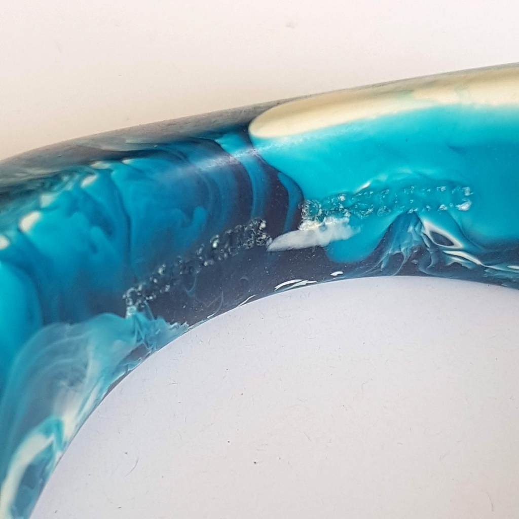 DINOSAUR DESIGNS Polished Resin Bangle BLUE Ocean 2.5" Diameter Beach Bracelet8