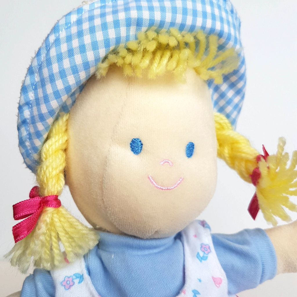 RARE Happy Star VELOUR BABY DOLL Terry Towel Fabric Rag Doll Soft Toy 37cm Cute14