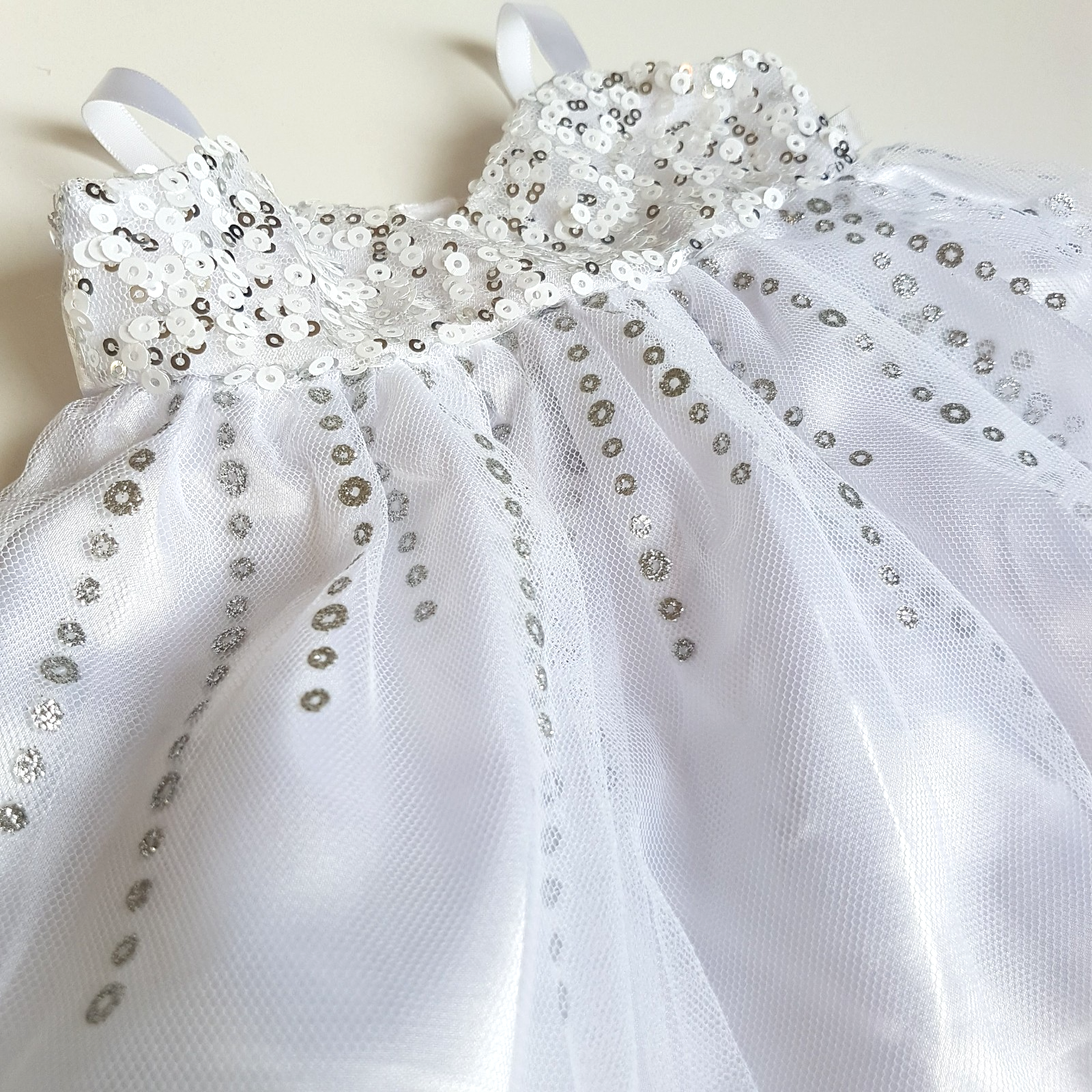 Build A Bear SEQUIN DRESS White Outfit Clothes Teddy Bear BAB Pretty Dress Toy3