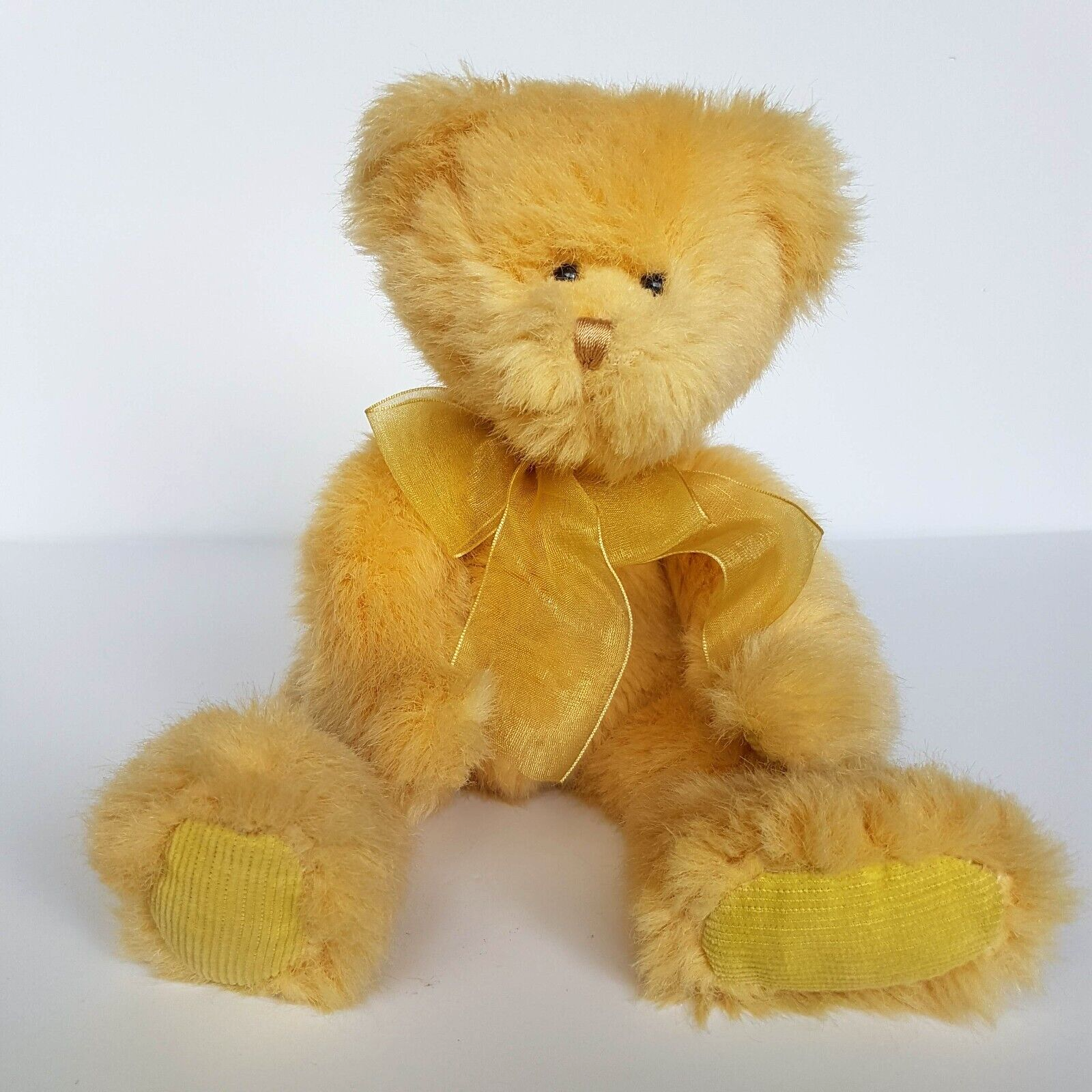 Teddy & Friends YELLOW TEDDY BEAR 29cm Soft Toy Stuffed Animal Plush Beans Bow0