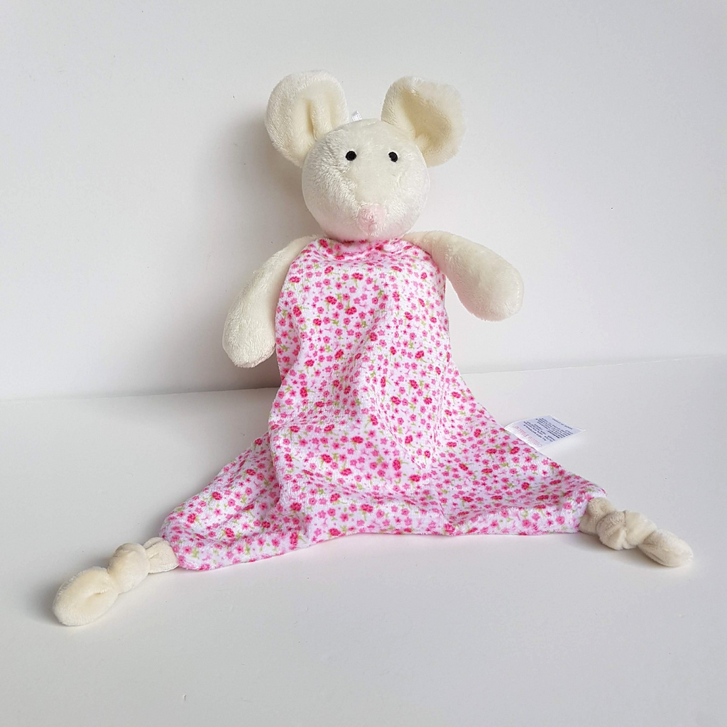 Ollie's Place MOUSE PINK FLOWER Lovey Security Comforter Sleep Toy Soft Toy Cute0