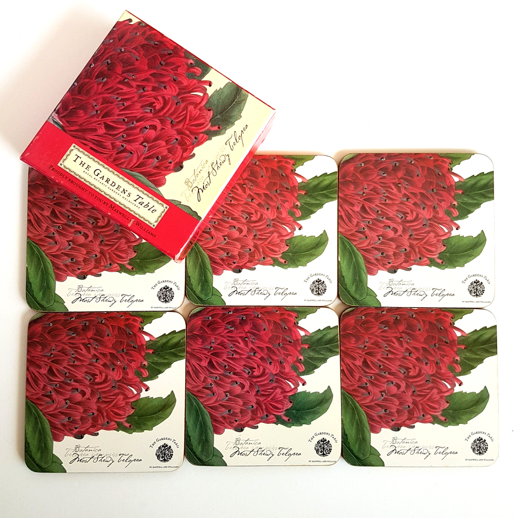 THE GARDENS TABLE Waratah Coaster Set Botanical Flower Royal Botanic Gardens0