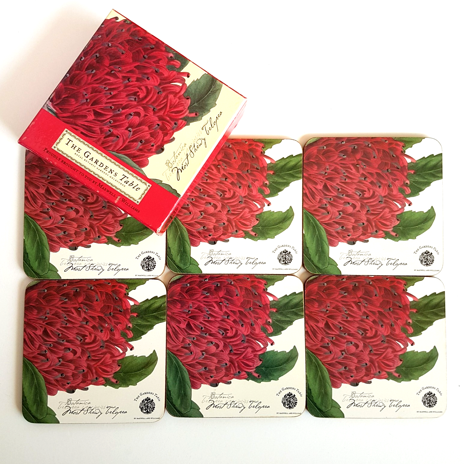 THE GARDENS TABLE Waratah Coaster Set Botanical Flower Royal Botanic Gardens0