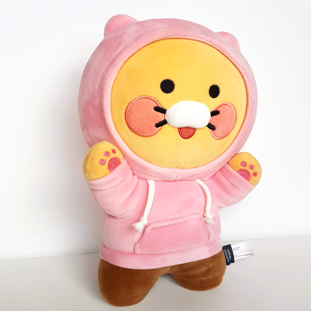 Kakao Friends PINK HOODIE CHOONSIK CAT Genuine 28cm Stuffed Animal Soft Toy CUTE1