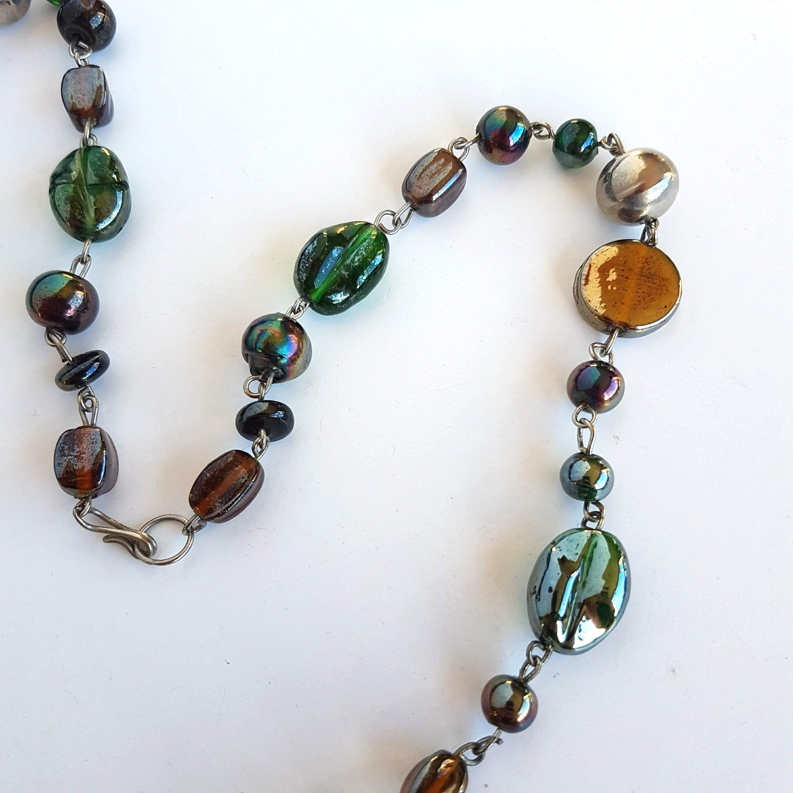 Lampwork Bead STRAND NECKLACE 82cm Silver Tone Accents Green Fashion Jewellery7