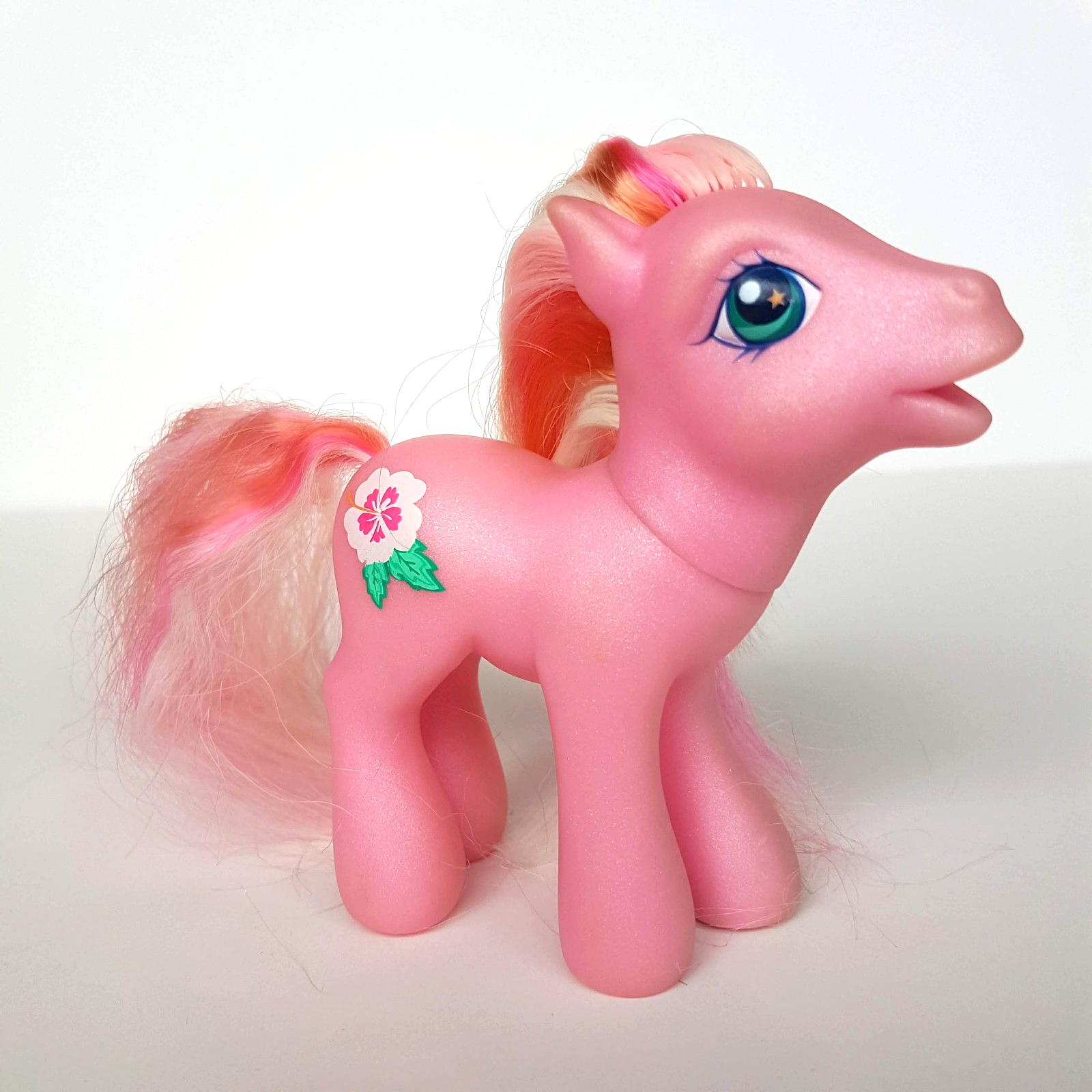My Little Pony LUAU Horse Hasbro Vinyl Toy 2002 Brushable Tropical Flower Pink0