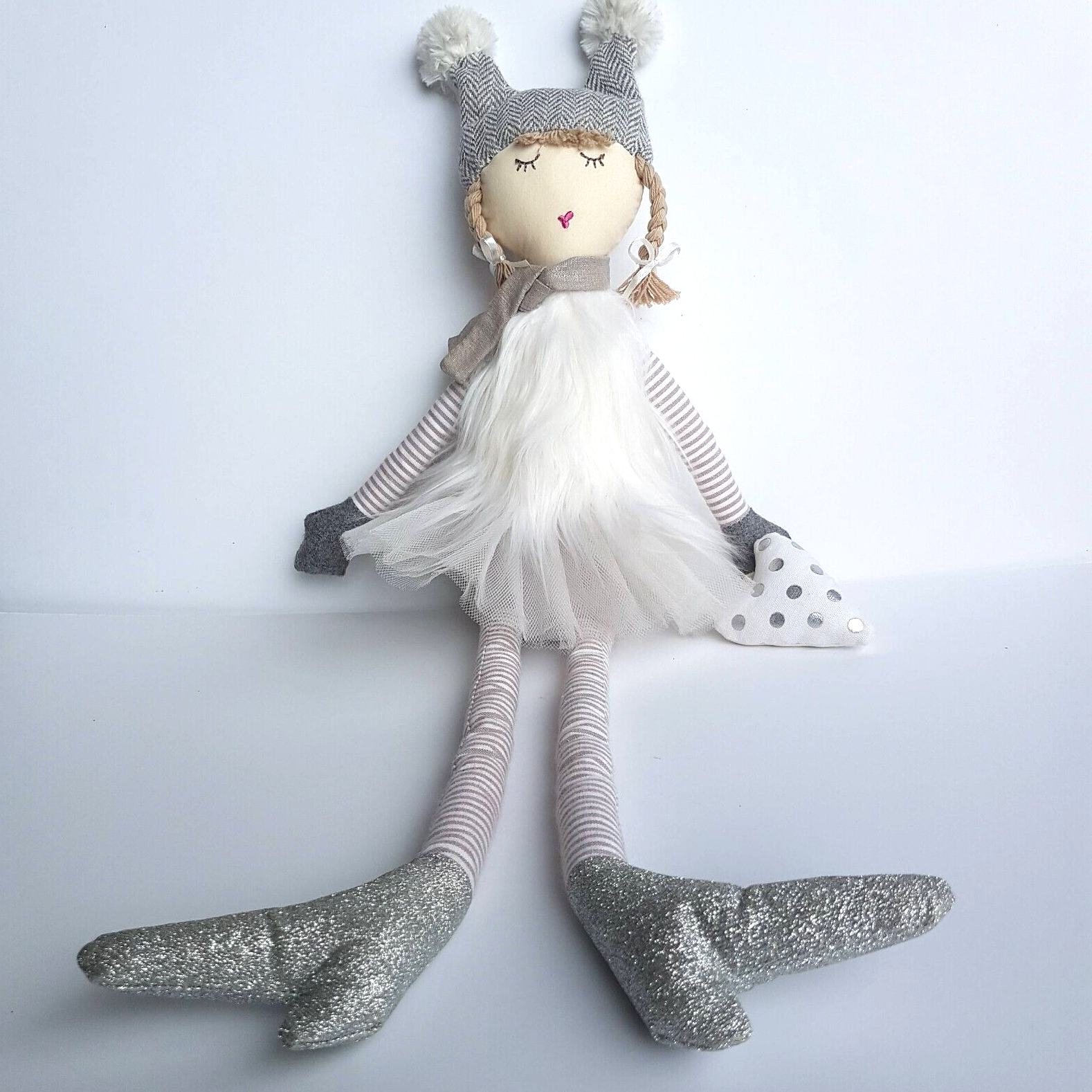 Nana Huchy WINTER FAIRY Rag Doll 58cm Soft Toy  Silver Glitter Long Legs Cute0