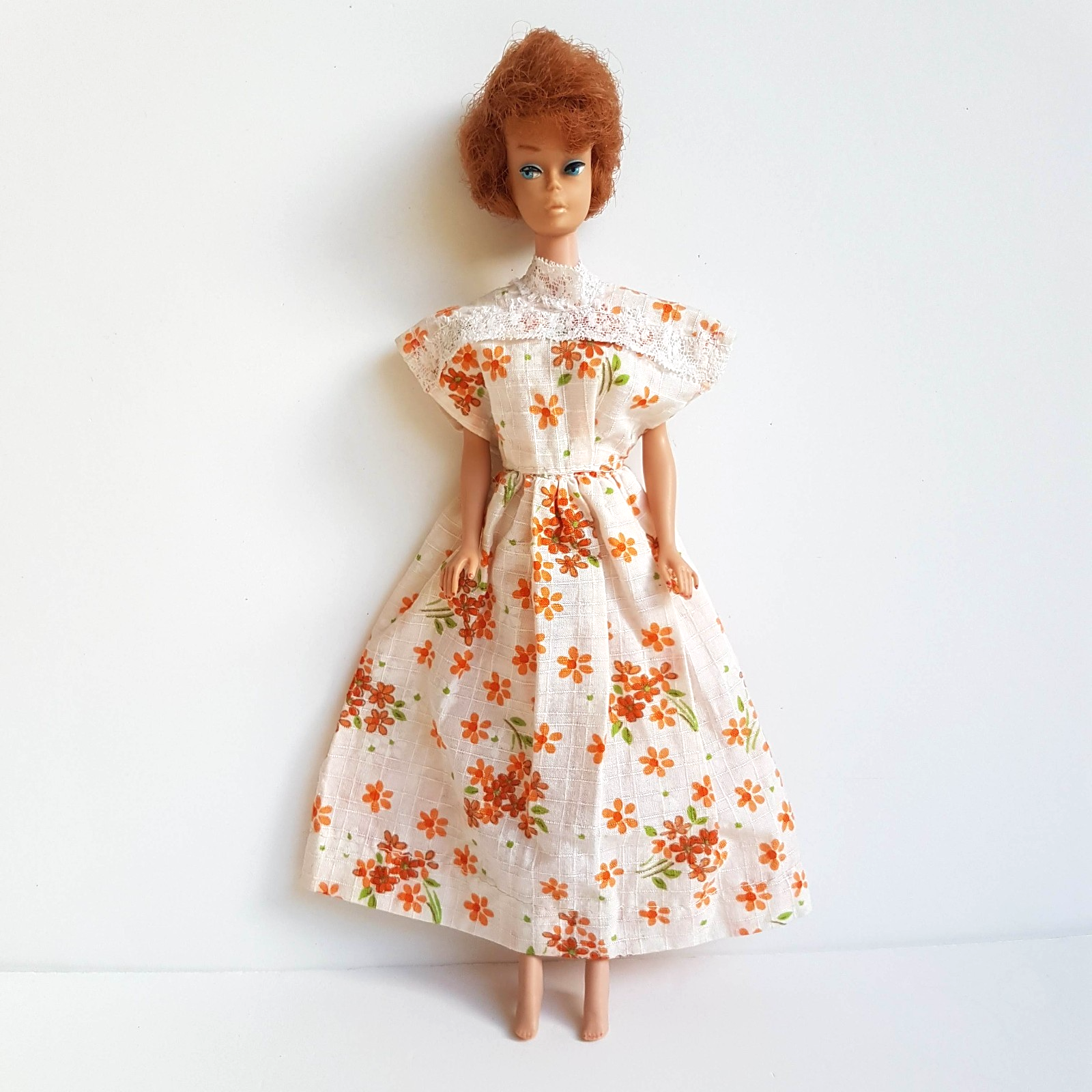 VTG 1962 Bubble Cut BARBIE Auburn Red Head Nails #18 Japan Fashion Doll RARE0