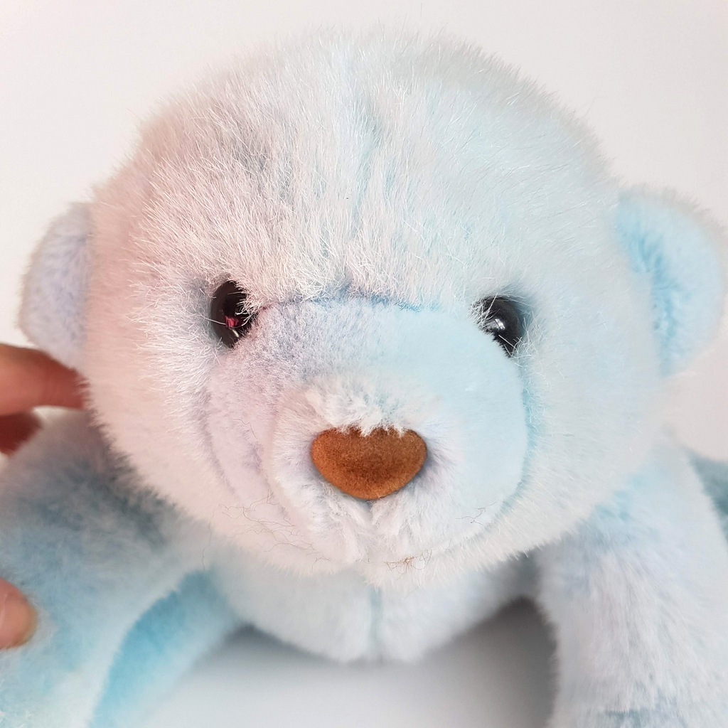 Vintage Tomfoolery BLUE TEDDY BEAR 25cm long Plush Soft Toy Stuffed Animal Cute9