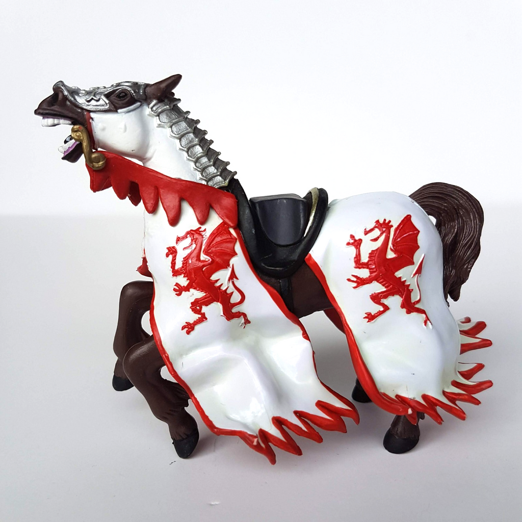 Papo MEDIEVAL KNIGHT HORSE 2006 White Red Dragon Action Figure Armour Kids Toy0