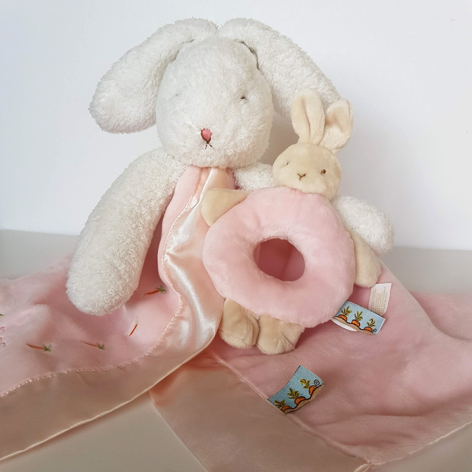 Bunnies By The Bay LOVEY + RATTLE SET Plush Security Comforter Blanket Soft Toy5