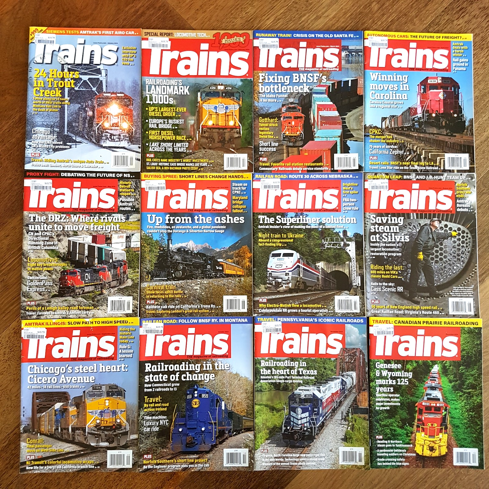 TRAINS MAGAZINE Jan   Dec 2024 Bundle Lot Locomotive Steam Diesel Series Edition0