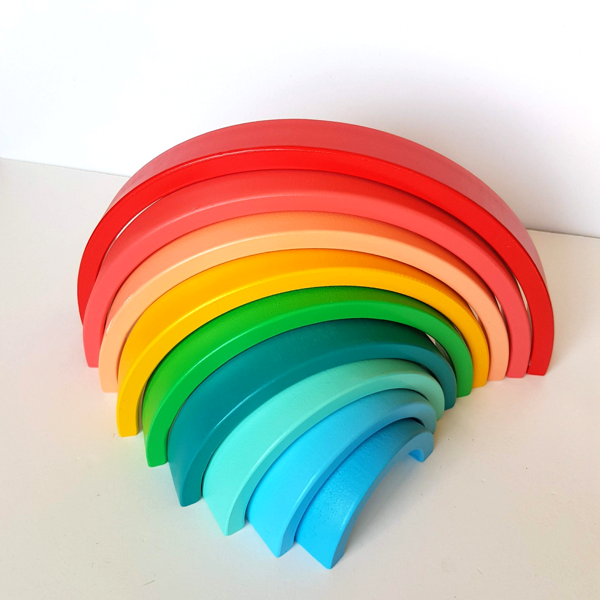 9pc Timber RAINBOW BLOCK SET Kids Play Blocks Wooden Activity Toys Colourful Toy3