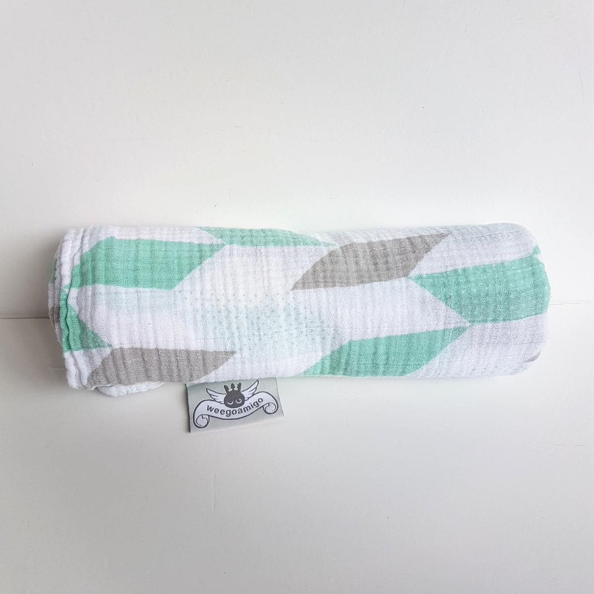 Weegoamigo MUSLIN WRAP Swaddle Baby Blanket Green White Geometric 100% Cotton4