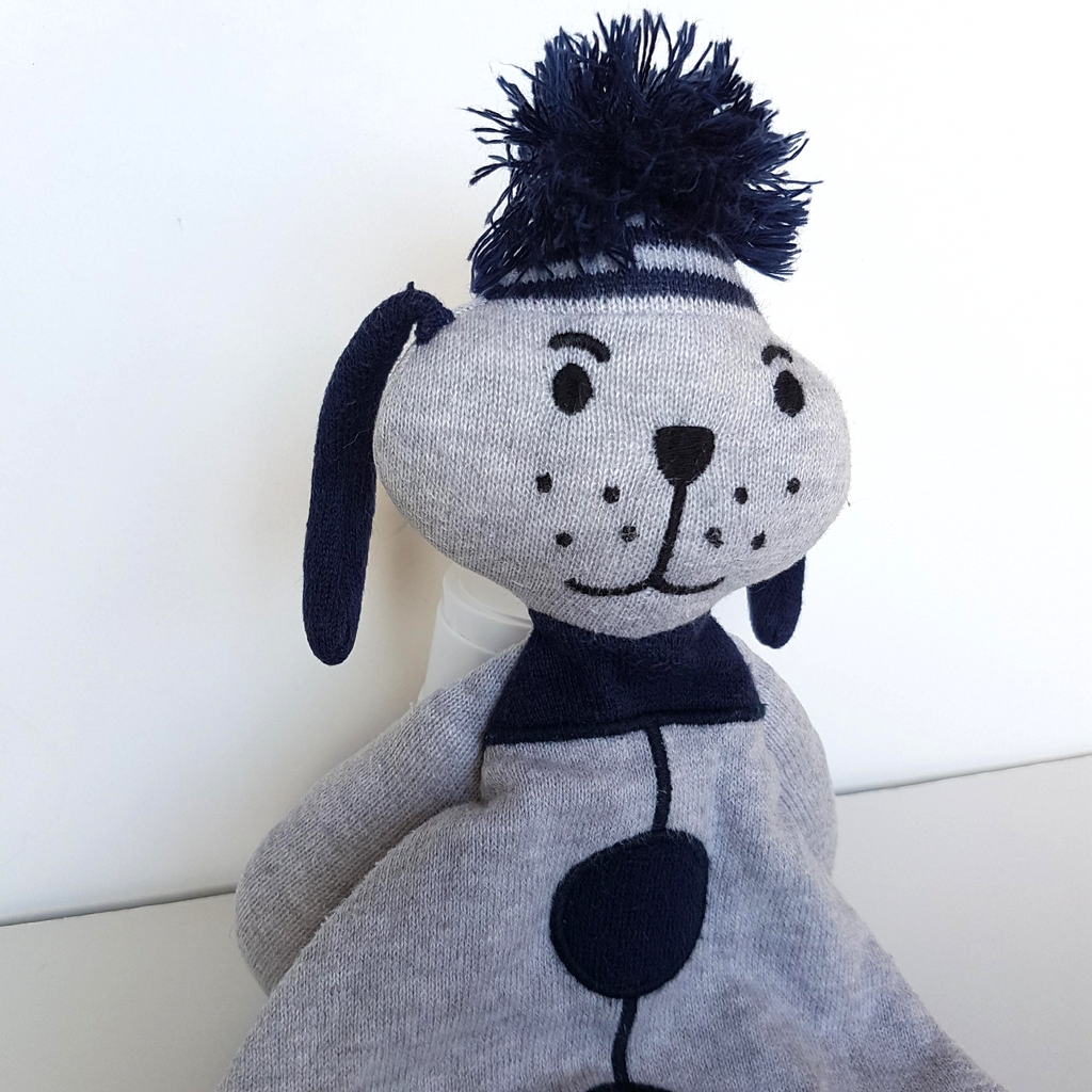 Indus GREY NAVY DOG Lovey Knit Plush Security Comforter Sleep Puppy Soft Toy4