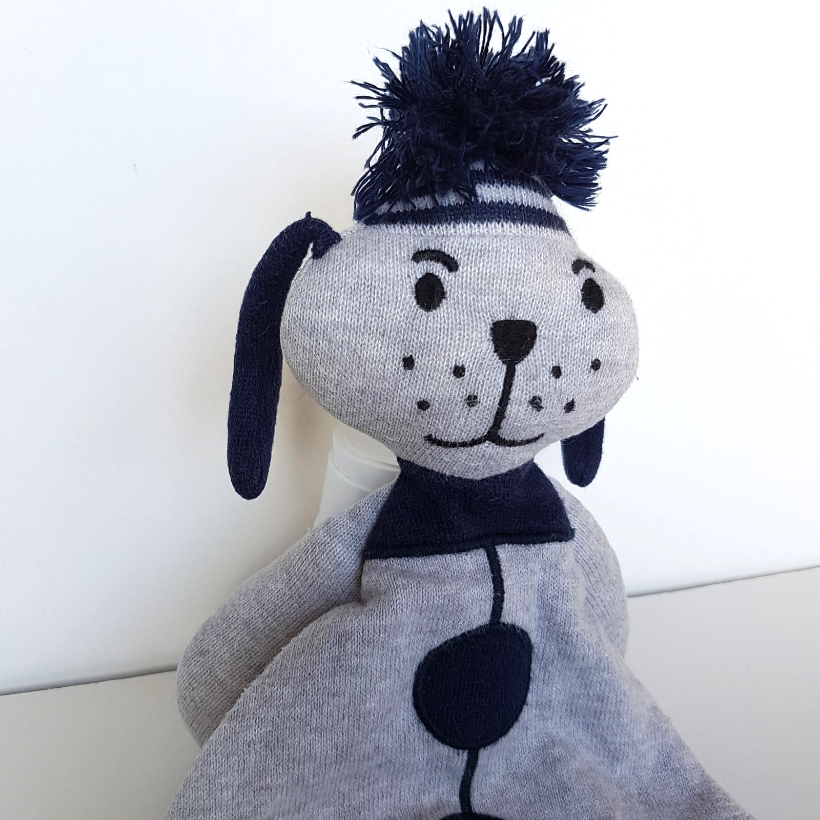 Indus GREY NAVY DOG Lovey Knit Plush Security Comforter Sleep Puppy Soft Toy4