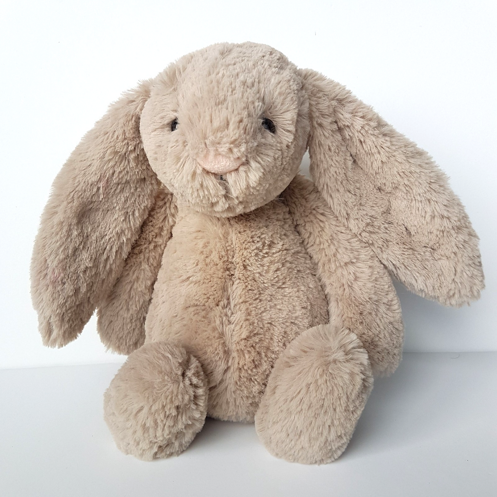 Jellycat BEIGE BASHFUL BUNNY Medium 12" Plush Stuffed Animal Soft Toy0