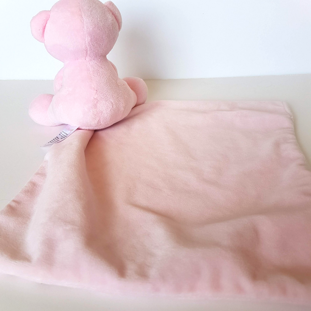 Ollie's Place PINK BEAR HEART Baby Lovey Plush Comforter Security Blanket Toy4