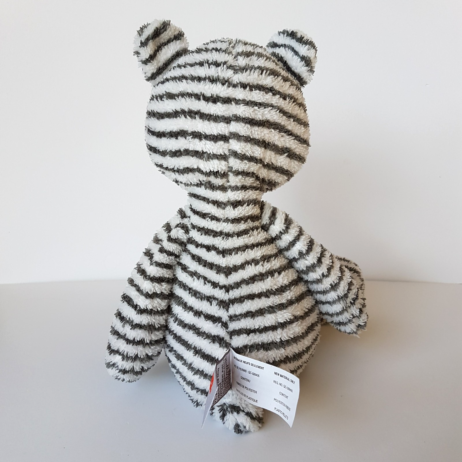 Gund ZAG FLOPPY BEAR Plush 40cm Stuffed Animal Soft Toy Grey White Stripe Cuddly5
