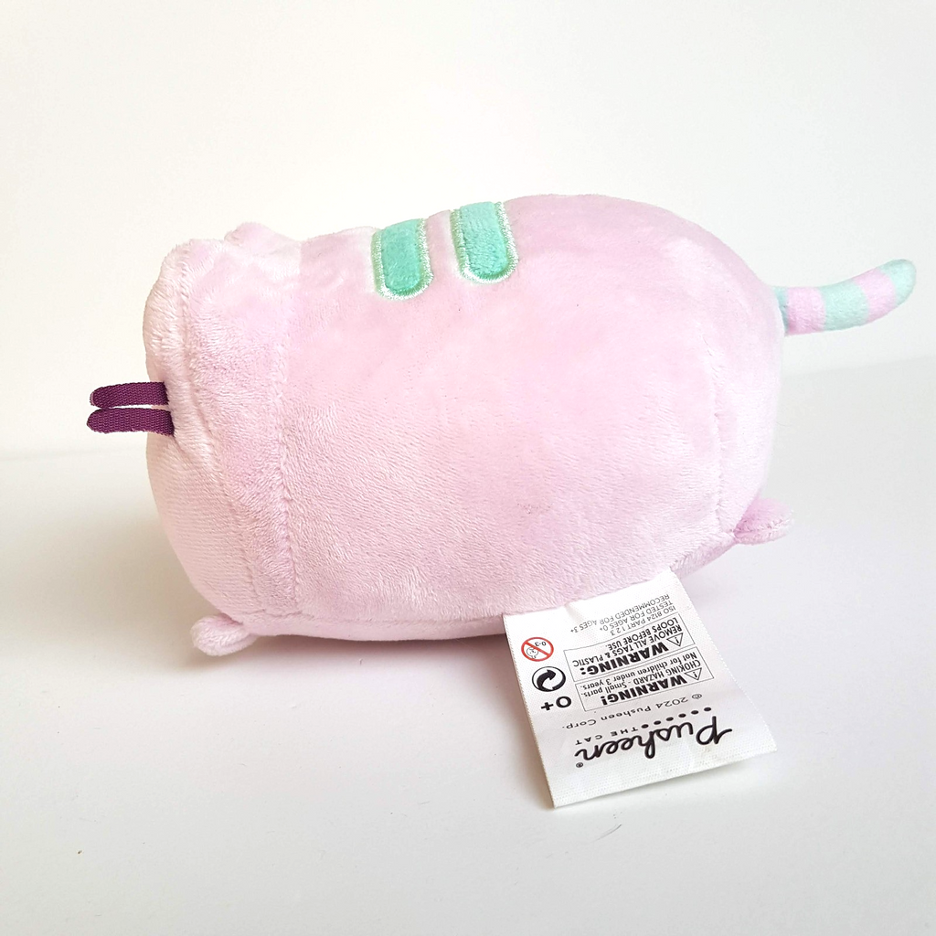 2024 PINK PUSHEEN CAT Plush 16cm Aqua Stripe Heart Soft Toy Stuffed Animal Cute1
