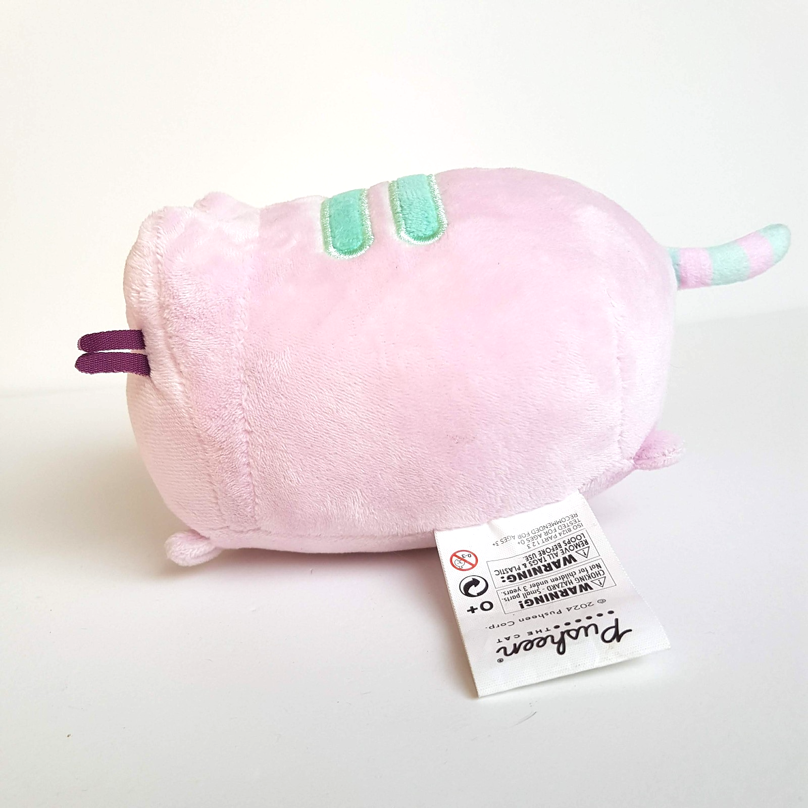 2024 PINK PUSHEEN CAT Plush 16cm Aqua Stripe Heart Soft Toy Stuffed Animal Cute1