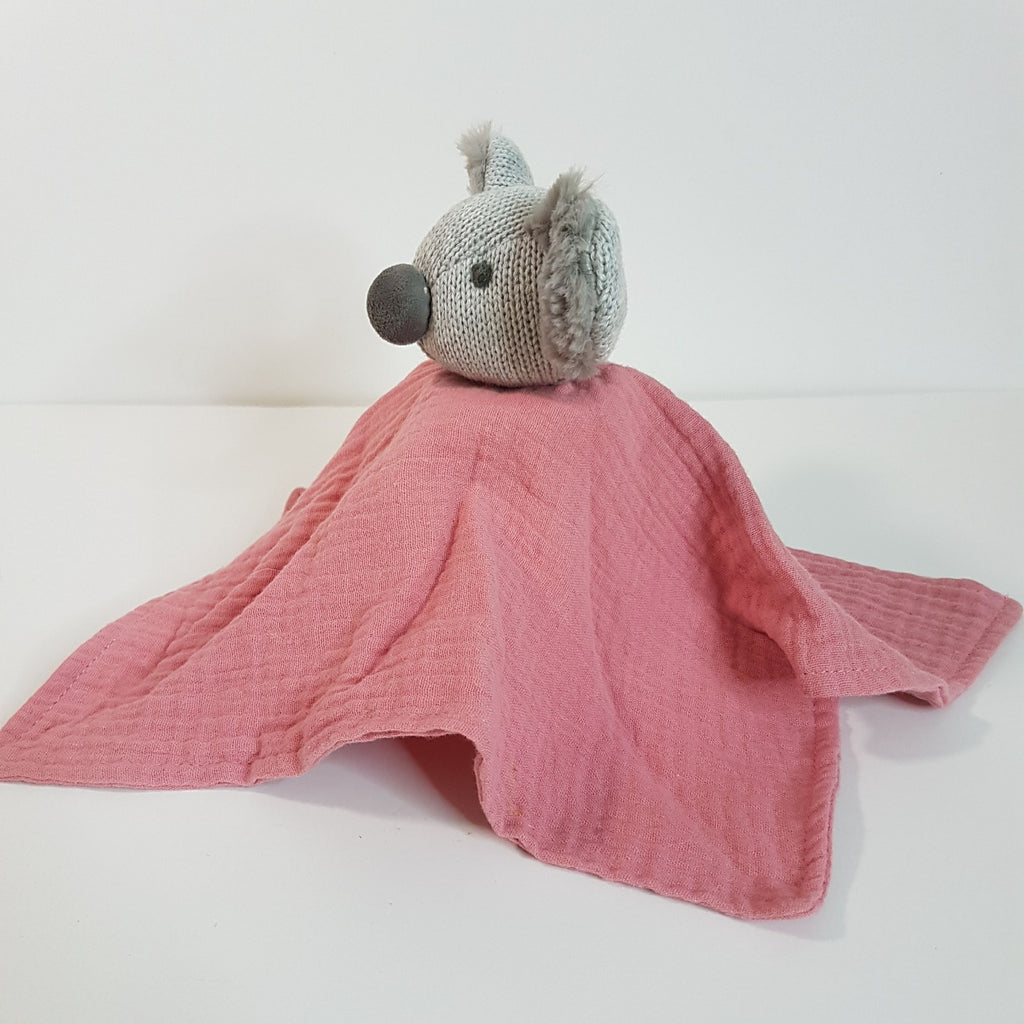 Muslin Knit PINK GREY KOALA Baby Lovey Security Blanket Comforter Soft Toy Sleep4
