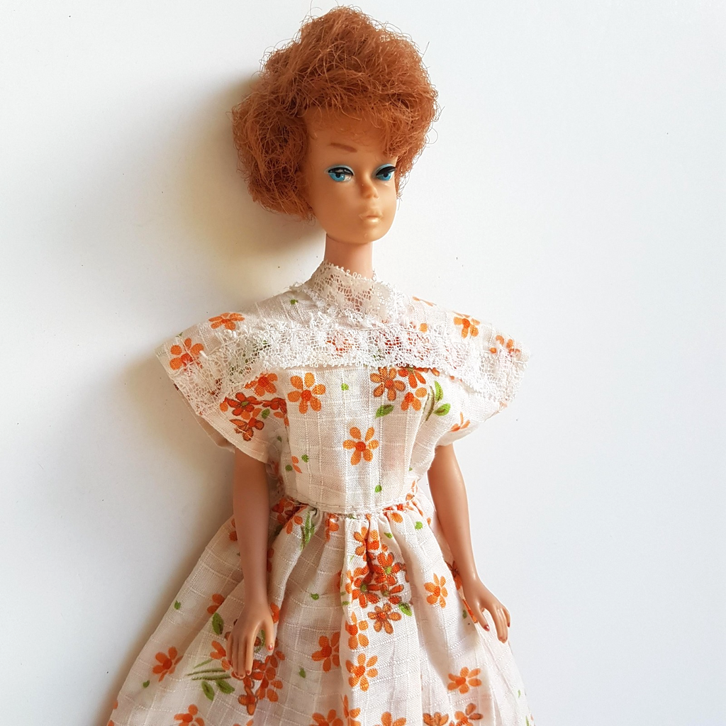 VTG 1962 Bubble Cut BARBIE Auburn Red Head Nails #18 Japan Fashion Doll RARE1