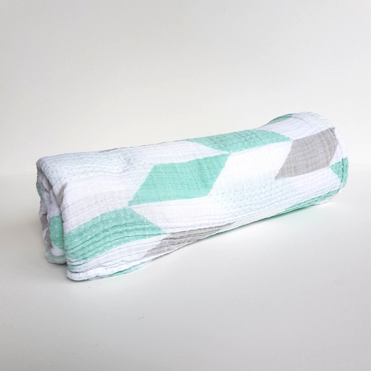 Weegoamigo MUSLIN WRAP Swaddle Baby Blanket Green White Geometric 100% Cotton6