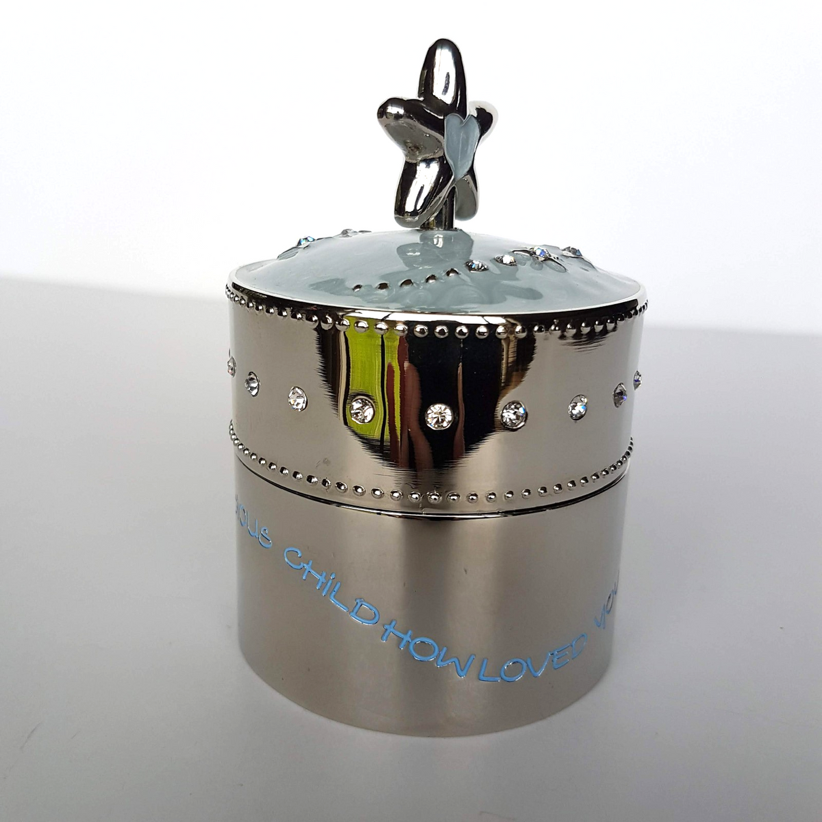 Whitehill BABY MUSIC BOX Blue 10cm Twinkle Little Star Silver Plated Enamel Gift4