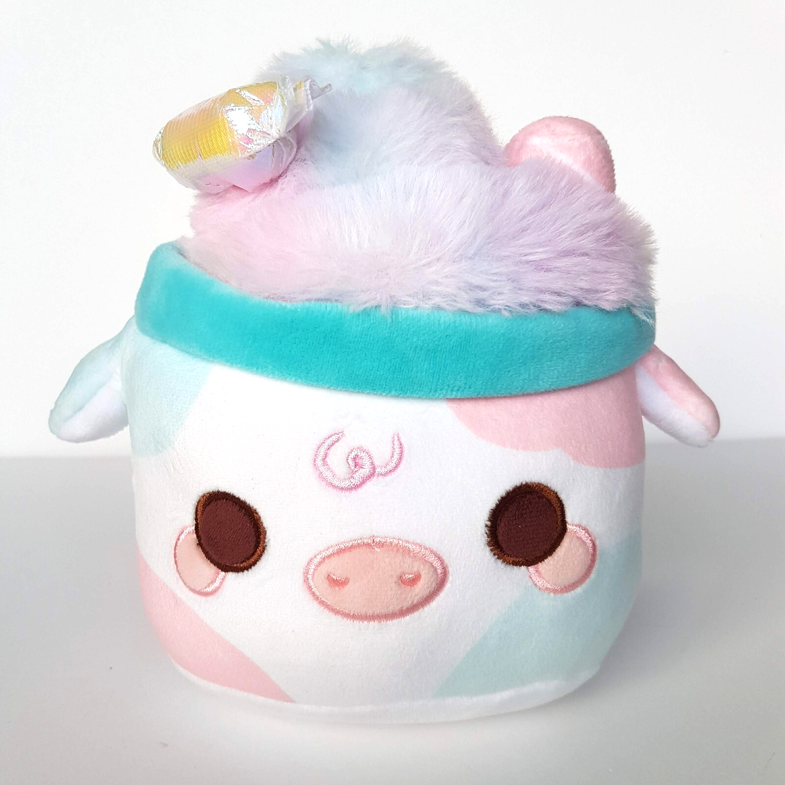 Cuddle Barn MOOSHAKE COTTON CANDY COW Plush 19cm Stuffed Animal Food Soft Toy0