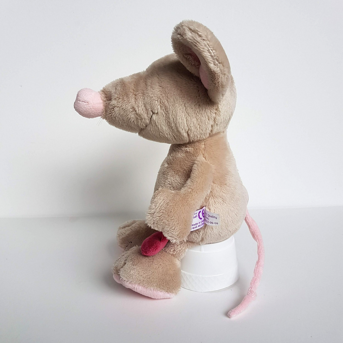 Nici BEIGE MOUSE Heart Plush Soft Toy 25cm Stuffed Animal 2009 Floppy Cuddly TAG6