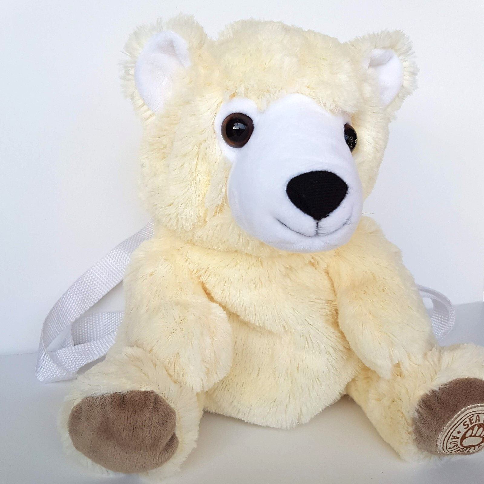 Sea World POLAR BEAR BACKPACK Plush Stuffed Animal 28cm Kids Bag Soft Toy Bag3