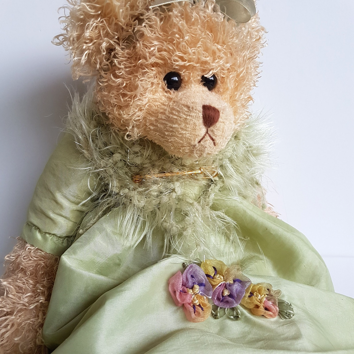 Large SETTLER BEAR Teddy Bear 42cm Plush Soft Toy Green Dress Stuffed Animal2