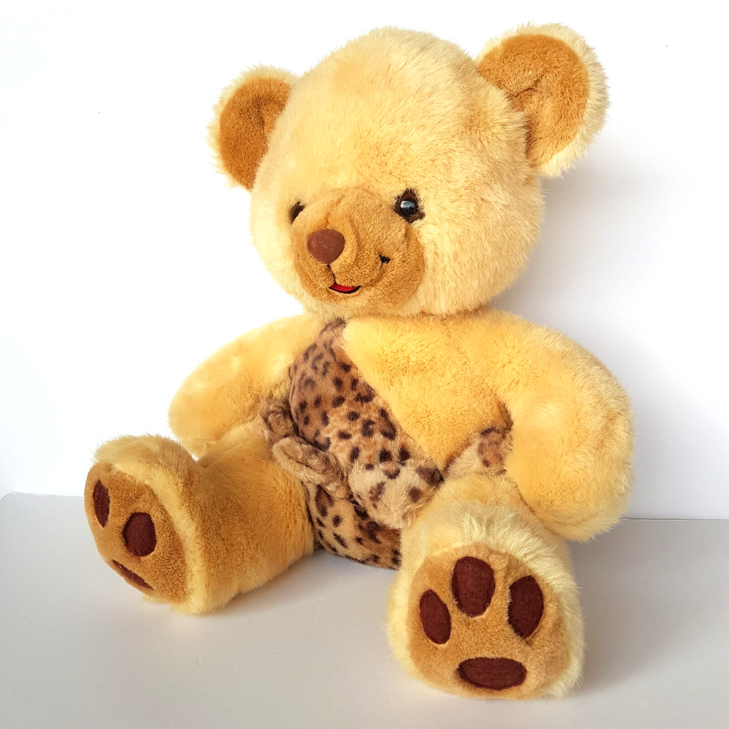 CAVEMAN Teddy Bear 33cm Plush Cuddly Stuffed Animal Soft Toy Clothes Leopard1