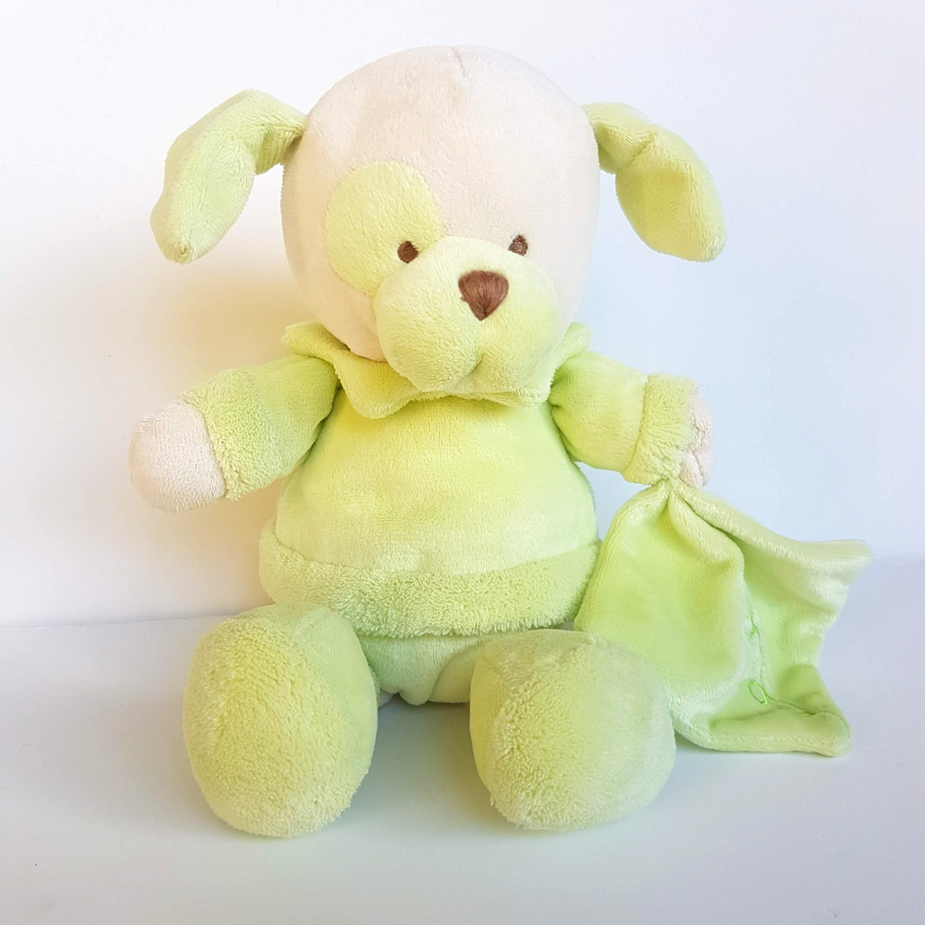 Bebe Gund GREEN DOG Lovey Comforter Security Soft Toy 29cm Plush Stuffed Animal1