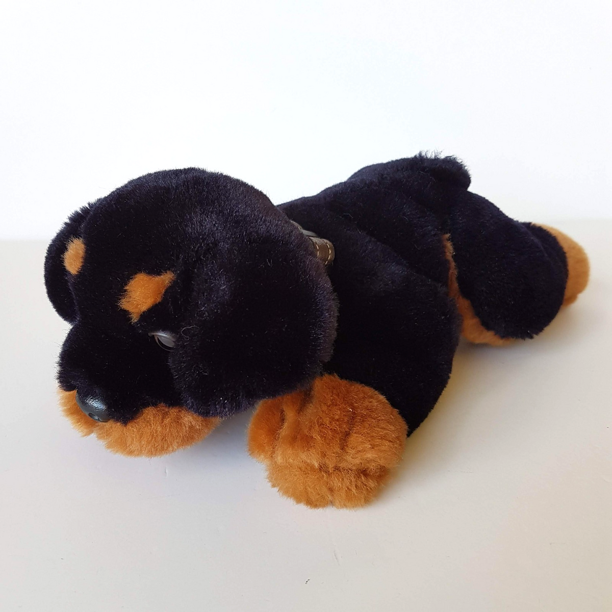 Stunning ROTTWEILER PUPPY Dog Plush 28cm Laying Soft Toy Collar Stuffed Animal0