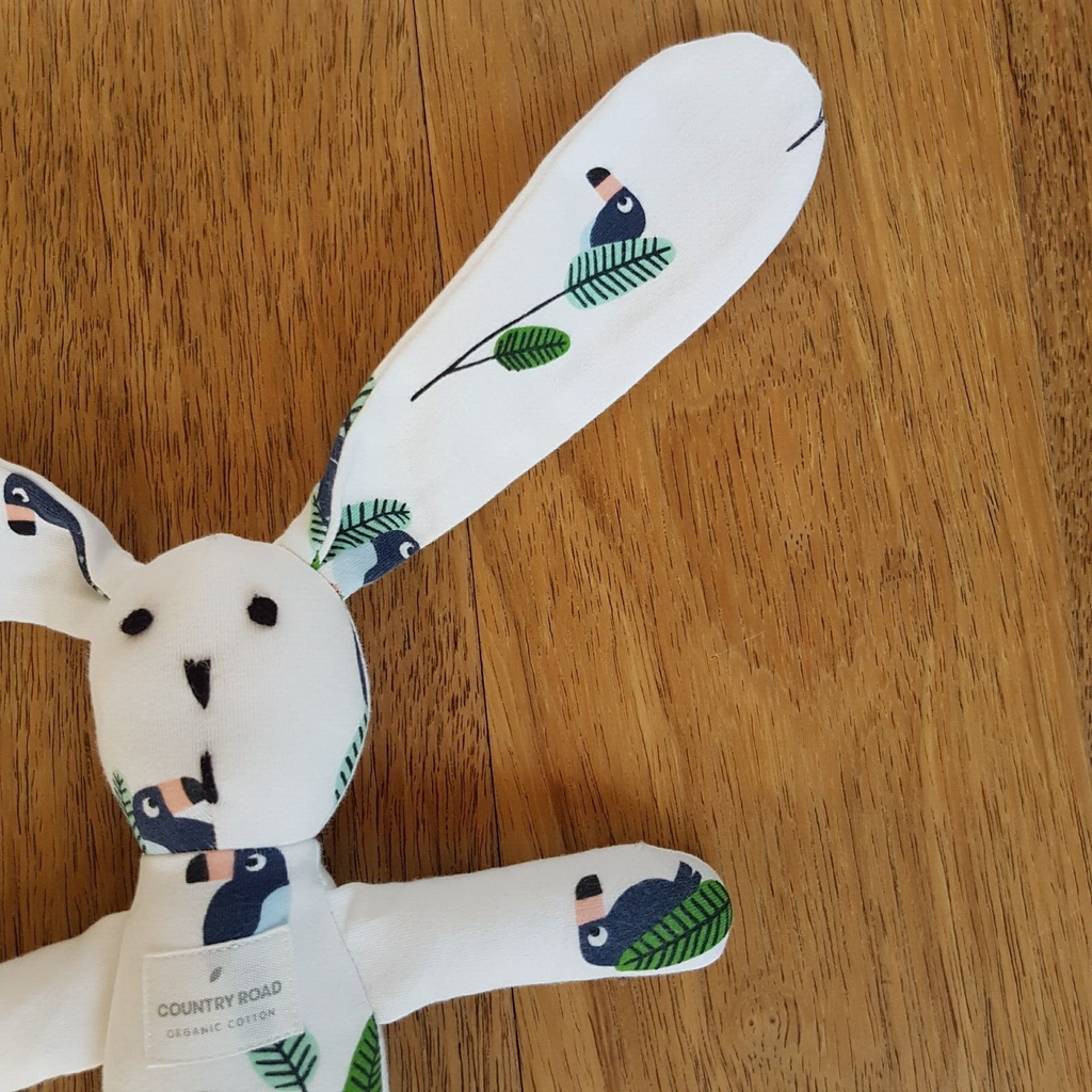 COUNTRY ROAD Baby Bunny Comforter Rabbit Plush Organic Cotton Tropical Birds3