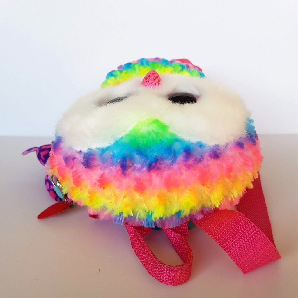 TY OWEN THE OWL Kids Backpack Plush + Charm Stuffed Animal Soft Toy Bag Rainbow10