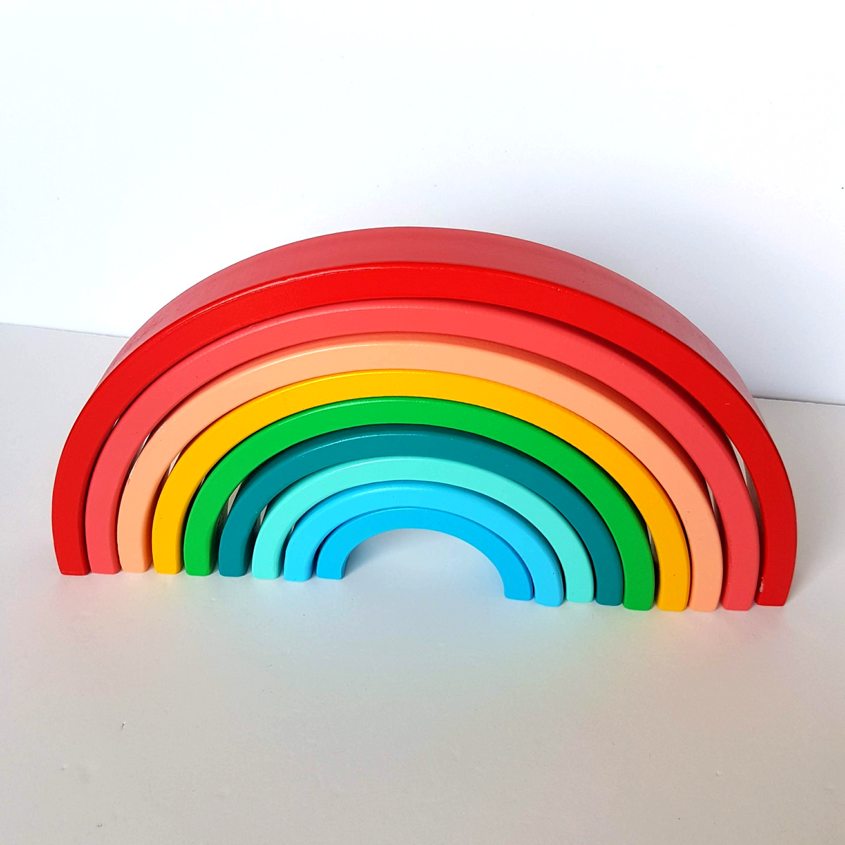 9pc Timber RAINBOW BLOCK SET Kids Play Blocks Wooden Activity Toys Colourful Toy5
