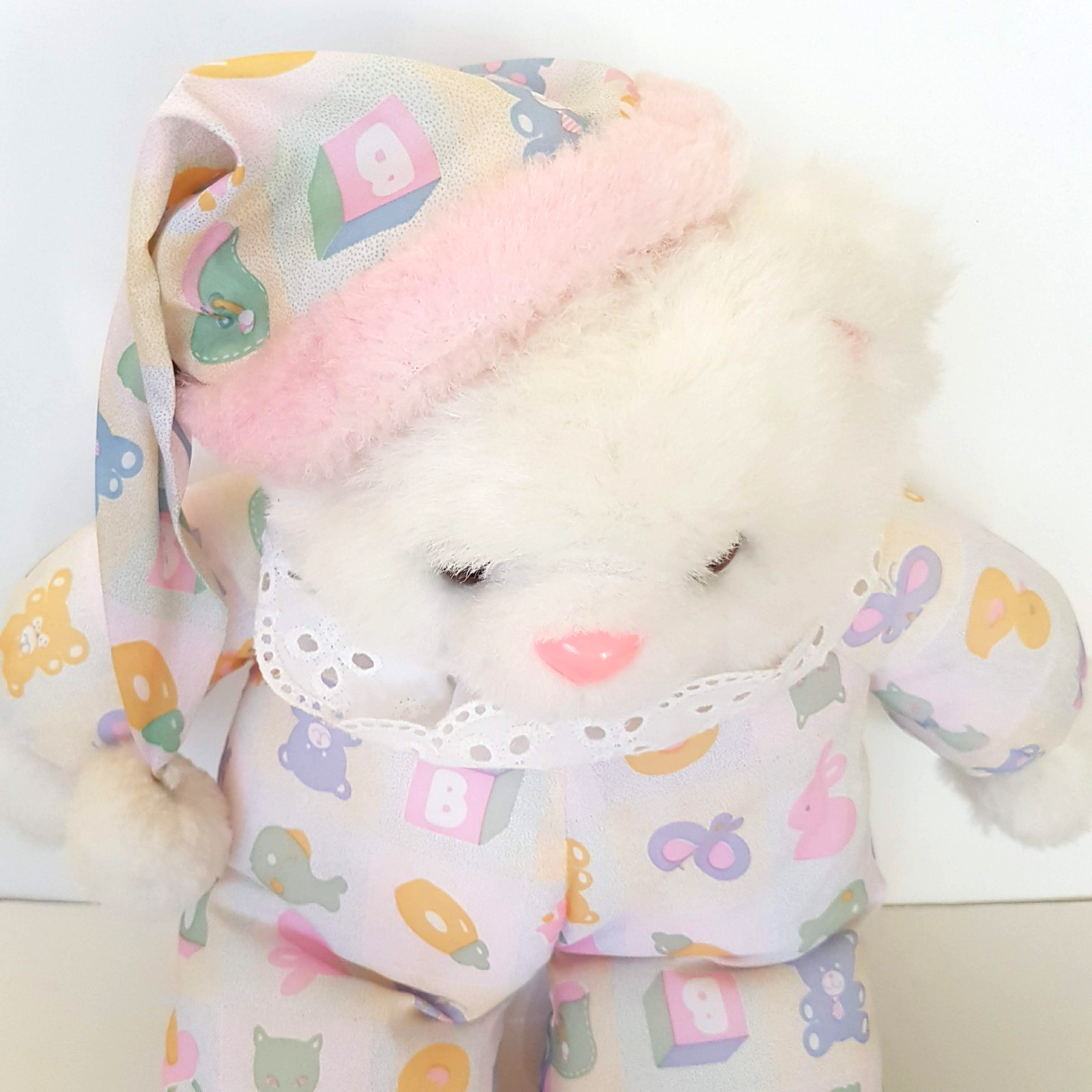 RARE Vintage Interpur BEDTIME BEAR Bunny Slippers 46cm Plush Soft Toy Rare Retro8