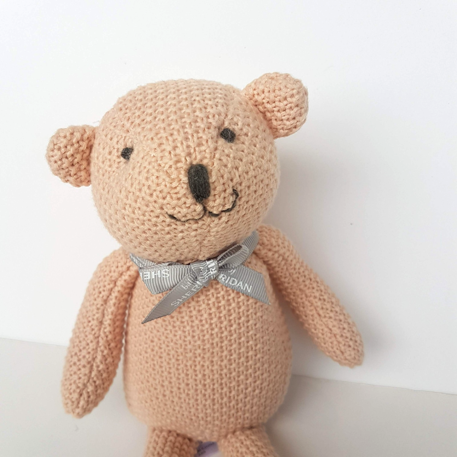 Baby Sheridan KNITTED BEAR RATTLE Lovey Pink Comforter Plush Soft Toy Animal2