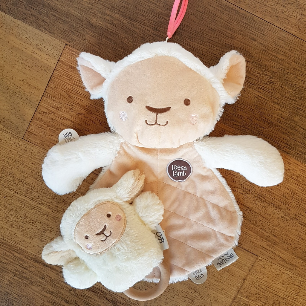 LEESA LAMB Baby Lovey SET Comforter Plush Soft Toy LEE LAMB Rattle Security Toy0
