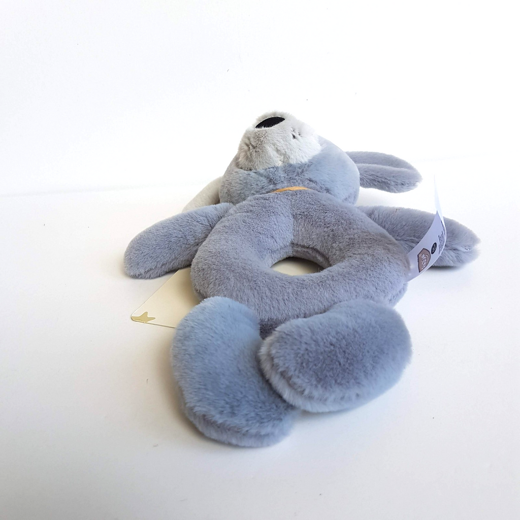 Findon GREY DOG RATTLE Baby Lovey 23cm Comforter Activity Toy Plush Soft Toy4