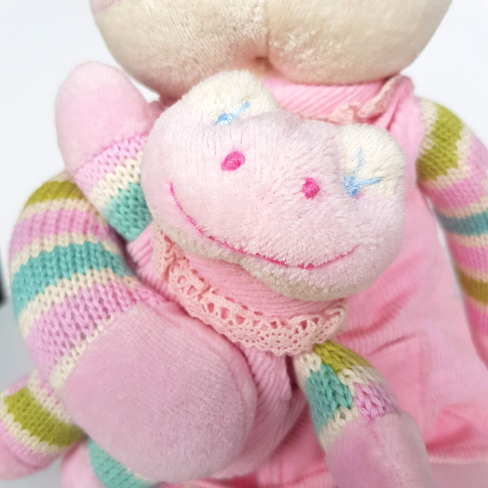 Boyle MUM & BABY PINK FROG Plush 34cm Stuffed Animal Knit Corduroy Soft Toy Cute11