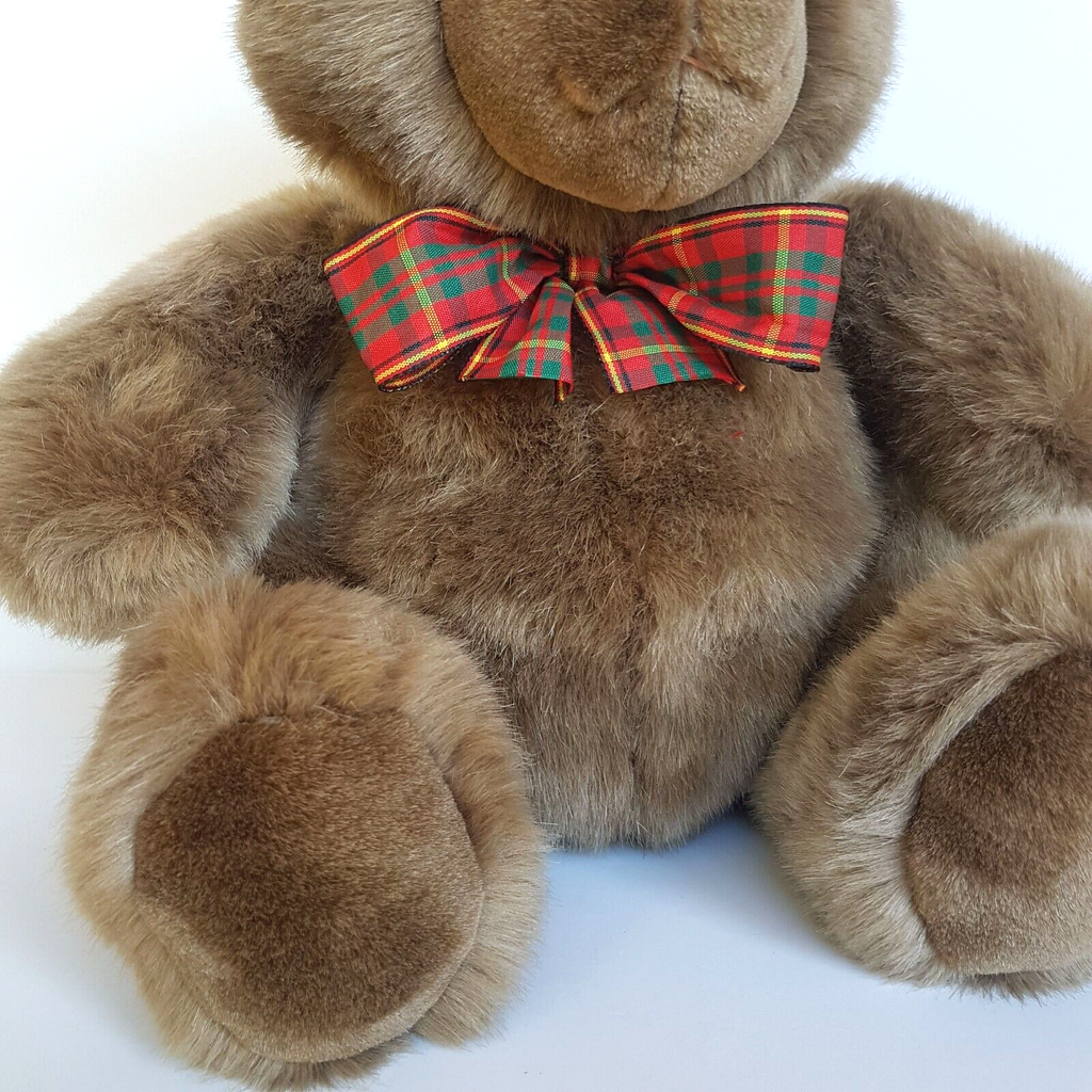 Dreampets Soft BROWN TEDDY BEAR Tartan Bow Plush Stuffed Animal Soft Toy Quality2
