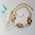 Blue Illusion TORTOISESHELL PATTERN NECKLACE Statement Neutral Beach Cream Brown0